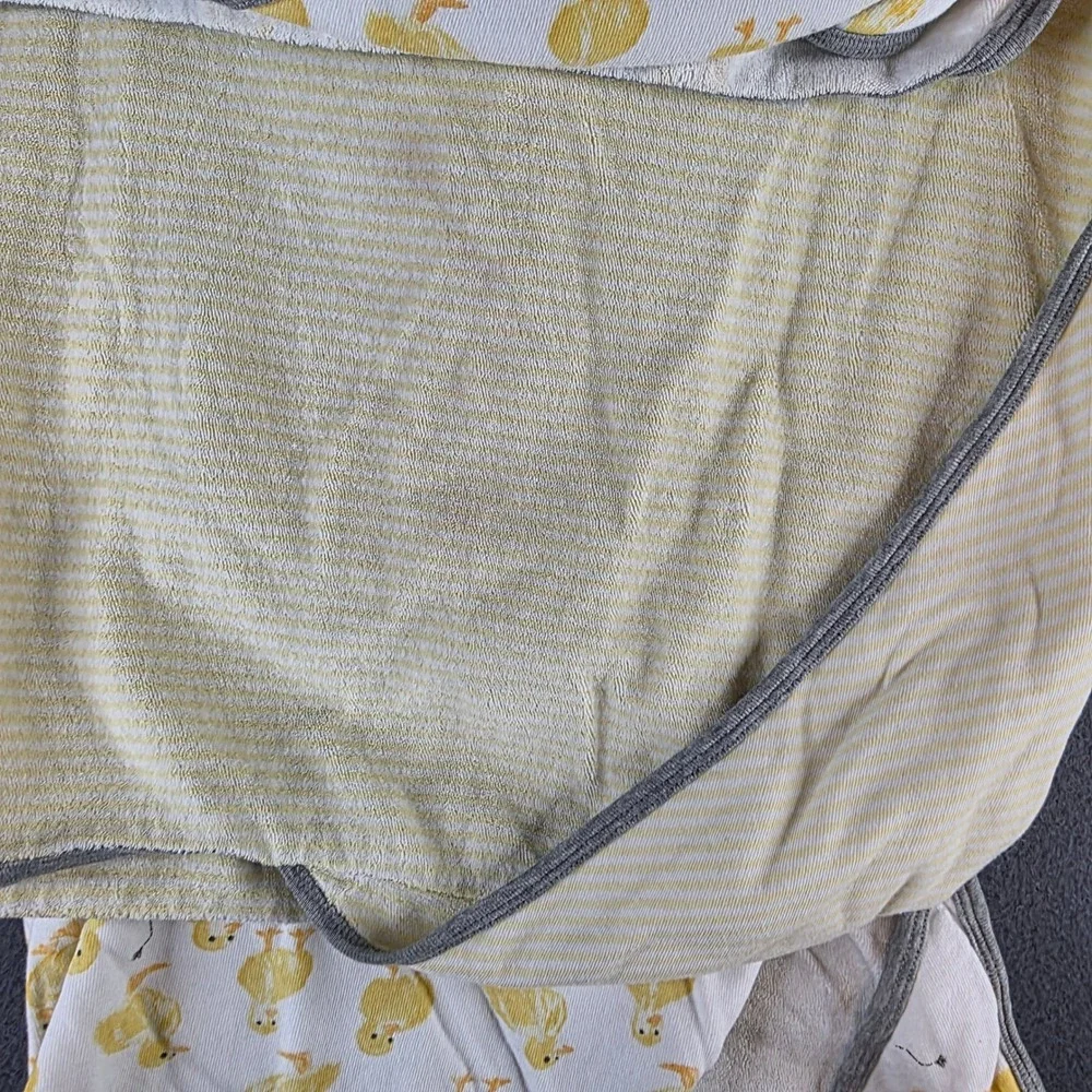 Burts Bees Baby Yellow Duck & Striped Organic Cotton Hooded Towels Set of 3